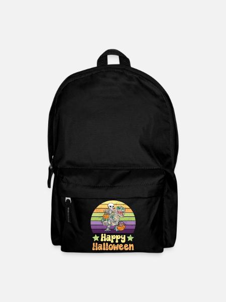 Halloween Skeleton on Dinosaur T-Rex - Backpack - black