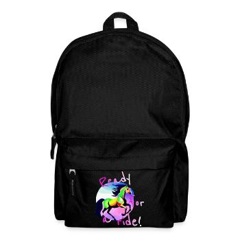 Motif coloré de fille montante galop à cheval - Sac à dos - noir - Devant