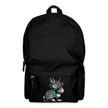 Hase mit Blumen - Rucksack - Schwarz - Vorne