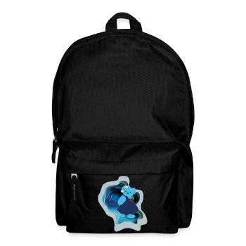 Blauer Bär mit Herzmotiv im Papierdesign - Rucksack - Schwarz - Vorne