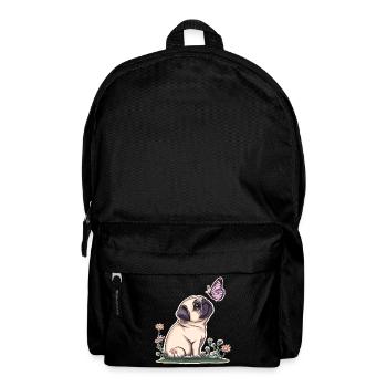 Mops mit Schmetterling - Rucksack - Schwarz - Vorne