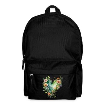 Watercolor Floral Heart - Backpack - black - Front