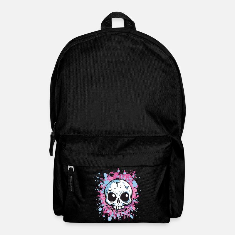 Neon Splatter Schädel Kunst - Rucksack - Schwarz