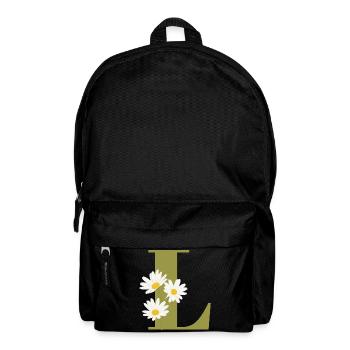 Lettre l vert marguerites - Sac à dos - noir - Devant