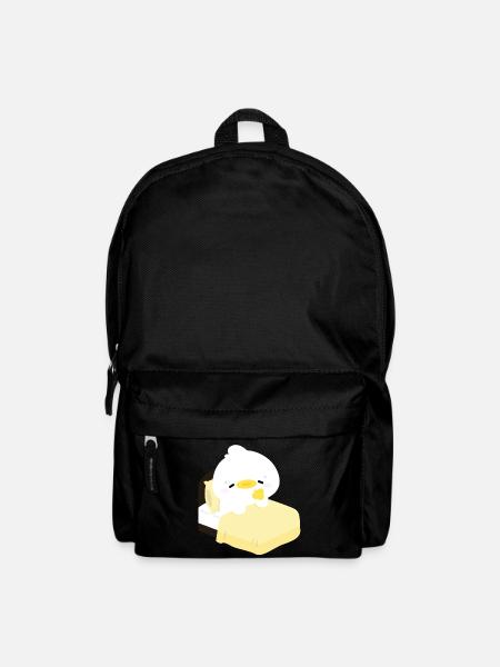 Cozy Sleepy Duck on Yellow Bed - Backpack - black