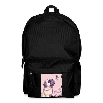 Mops mit Schmetterling - Rucksack - Schwarz - Vorne