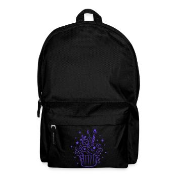 Cupcake mit Blaubeeren und Kerze - Geburtstag - Rucksack - Schwarz - Vorne