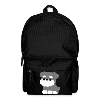 Grey Fluffy Schnauzer Pup Charm - Backpack - black - Front