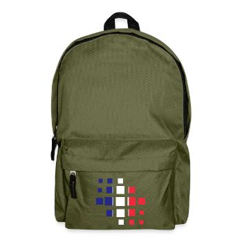 Frankreich Flagge Used Look Französische Fahne - Rucksack - Olivgrün - Vorne