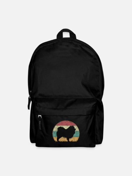 Wolfsspitz Hund Vintage Retro Style Silhouette - Rucksack - Schwarz