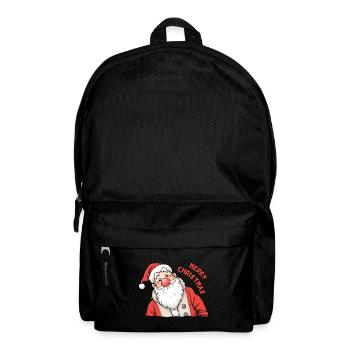 Lustiger Weihnachtsmann rote Nase Merry Christmas - Rucksack - Schwarz - Vorne