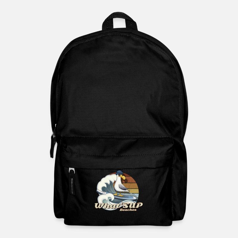 WHAT SUP Beaches Stand Up Paddel Surfer Möwe - Rucksack - Schwarz