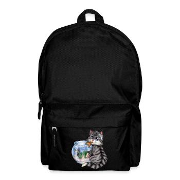 Niedliche Katze Klaut Fisch Fischen Geschenk - Rucksack - Schwarz - Vorne