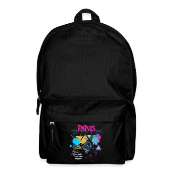 Paris, France, City, Skyline, Eiffel Tower, Graffiti - Backpack - black - Front