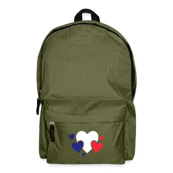 Frankreich Flagge Used Look Französische Fahne - Rucksack - Olivgrün - Vorne