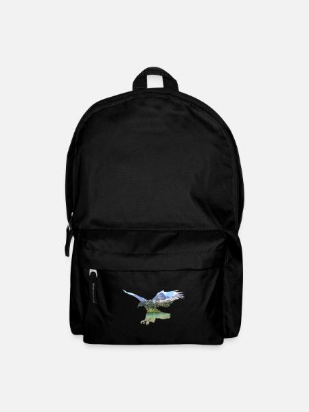 Adler See Berg Berge fliegen Wolken Shirt - Rucksack - Schwarz
