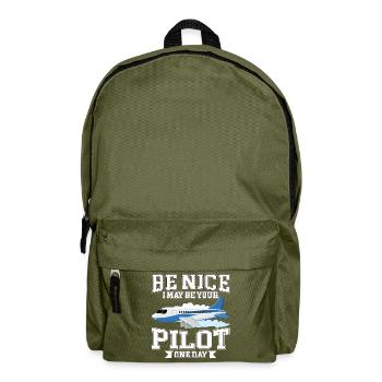 Funny Pilot Flugzeug Passagierflugzeug Fliegen - Rucksack - Olivgrün - Vorne