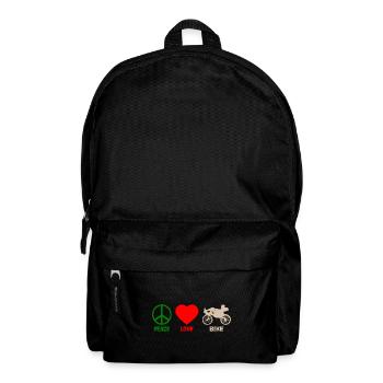 Liegefahrrad Liegerad Fahrrad Peace Love Spruch - Rucksack - Schwarz - Vorne