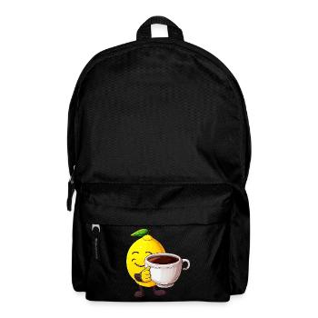 Zitrus-Kaffeezeit: Kawaii Zitrone genießt den - Rucksack - Schwarz - Vorne