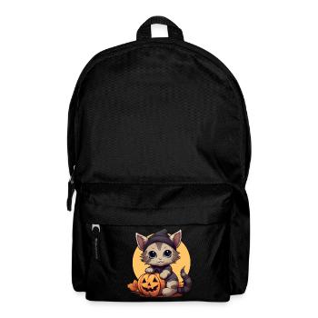 Mignon chat d’Halloween avec casquette en automne - Sac à dos - noir - Devant