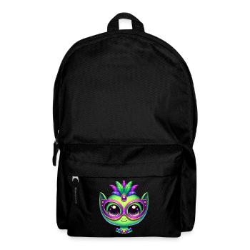 Mardi Gras Alien Kopf Comic Maske - Rucksack - Schwarz - Vorne