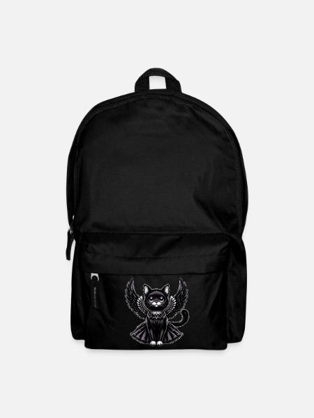 Schwarze Katze Gothic Engel Flügel Barock - Rucksack - Schwarz