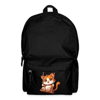 Süße Cartoon Katze schaukelt auf dem Spielplatz - Rucksack - Schwarz - Vorne