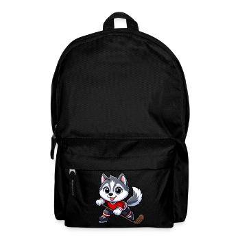 Niedlicher Hund Husky Eishockeyspieler Cartoon - Rucksack - Schwarz - Vorne