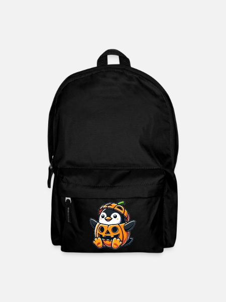 Halloween Pinguin Kürbis Kostüm Lustig Skurril - Rucksack - Schwarz