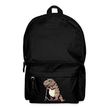 Mürrischer Dino T-Rex auf Scooter Comic - Rucksack - Schwarz - Vorne