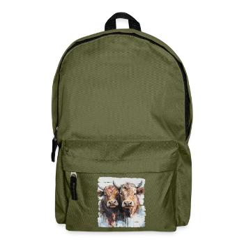 Two young bulls or two cows? - Backpack - olive green - Front