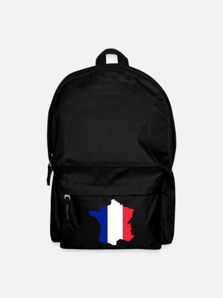 Silhouette France avec drapeau français à l’intérieur - Sac à dos - noir