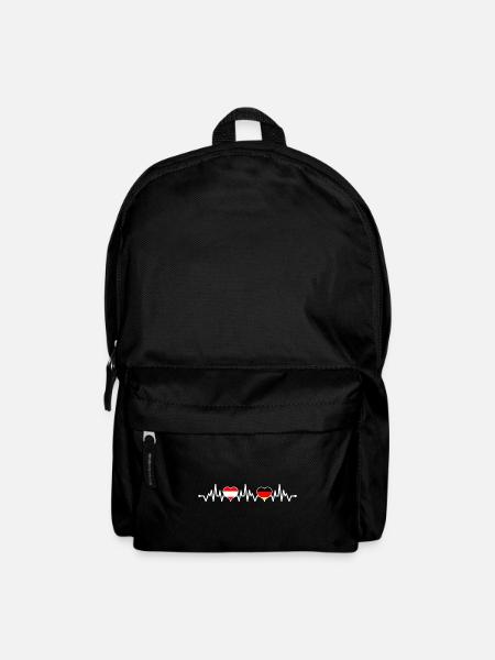 Deutschland Österreich Herz Flagge Herzschlag - Rucksack - Schwarz