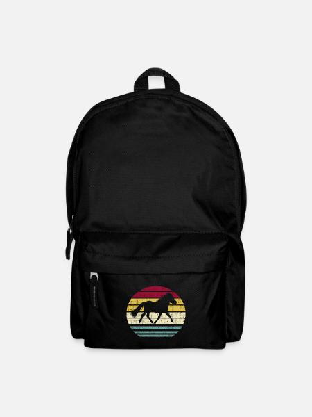 Shetland pony horse Shetland pony retro silhouette - Backpack - black