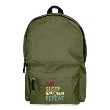 Haflinger cheval race de cheval manger sommeil dire rétro - Sac à dos - vert olive - Devant