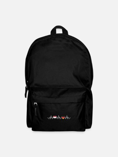 Syrien Deutschland Flagge Herz Wappen Herzschlag - Rucksack - Schwarz
