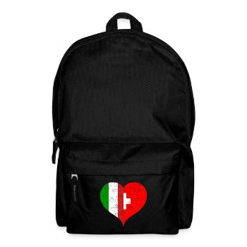 Switzerland Italy Flag Heart Vintage - Backpack - black - Front