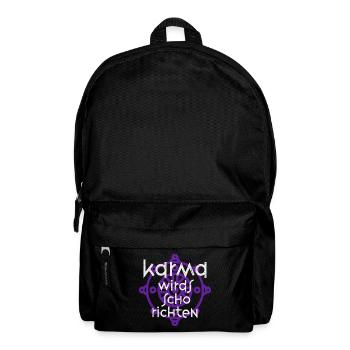 Karma wirds scho richten! Ironie Cooler Spruch - Rucksack - Schwarz - Vorne