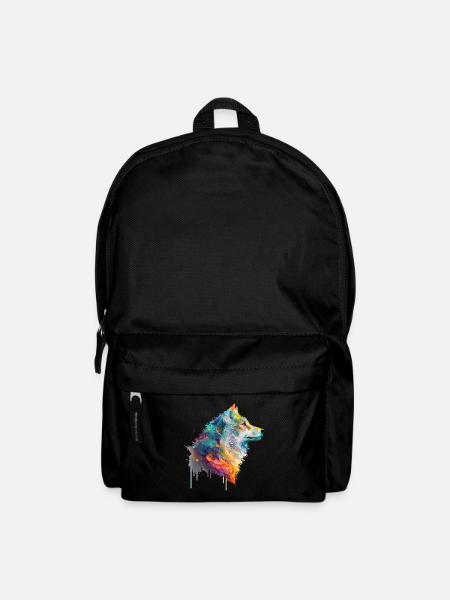 Aquarelle Loup - Sac à dos - noir