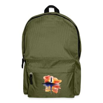 A Watercolor Lighthouse Scene - Backpack - olive green - Front