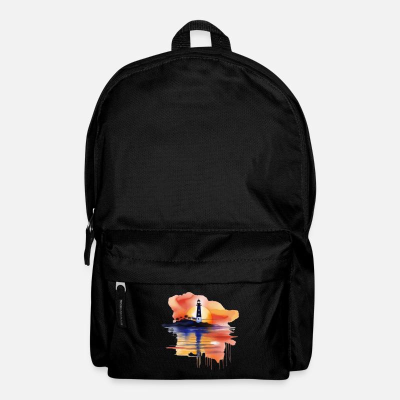 A Watercolor Lighthouse Scene - Backpack - black