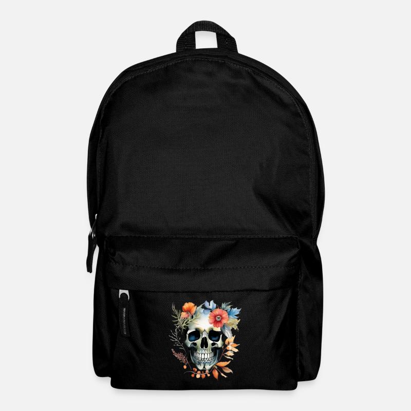 Botanische Schädelkunst in voller Blüte - Rucksack - Schwarz