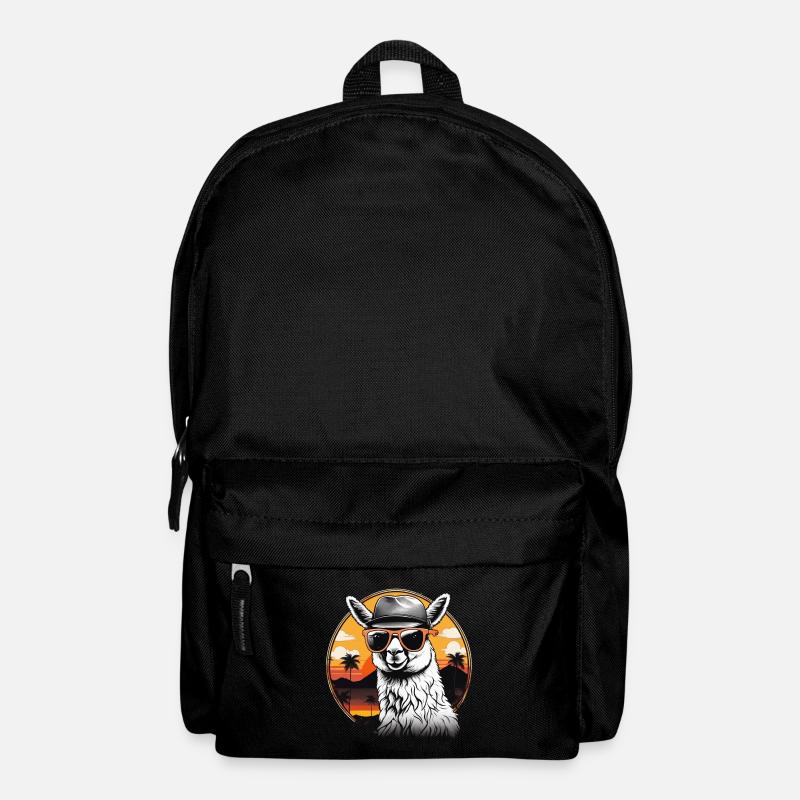 Vintage-Stil mit Alpaka, Lama - Rucksack - Schwarz