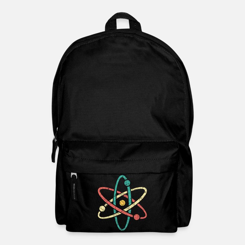 Cool atom in vintage style for nerds & students - Backpack - black
