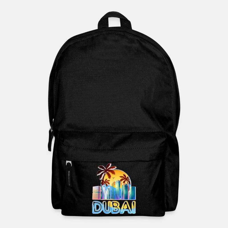 Dubai Skyline Sommer Sonne Palmen Strand Meer - Rucksack - Schwarz