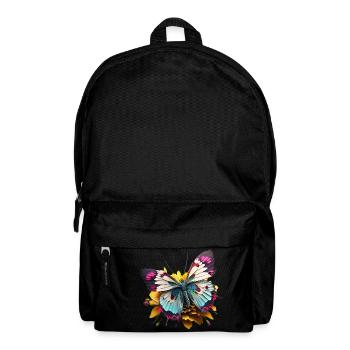 Colorful Butterfly with Flower Summer Motif Cartoon - Backpack - black - Front