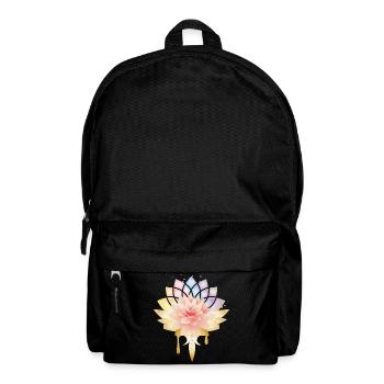 Symbole de lotus avec fleurs dorées aux couleurs pastel - Sac à dos - noir - Devant