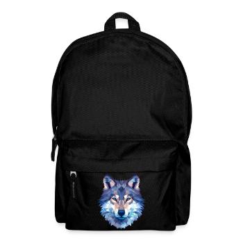 Wolf Polygon Design - Wildtier Natur Motiv - Rucksack - Schwarz - Vorne
