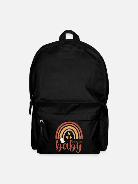 Boho Regenbogen Herzen Babyflasche Baby on Board - Rucksack - Schwarz