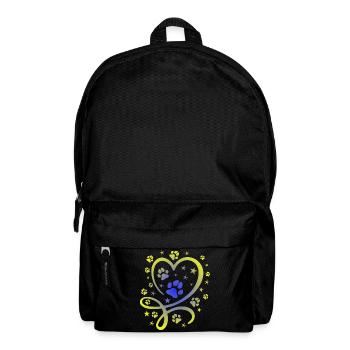 Buntes Herz mit Pfötchen und Sternen - Rucksack - Schwarz - Vorne